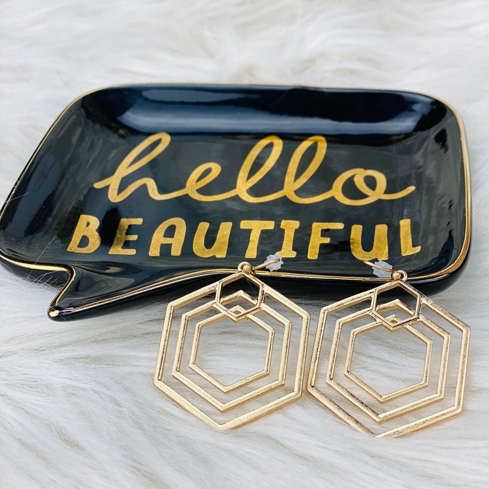 Gold Hexagon Earrings